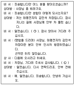 비서 2급 2017년 2회 13번 문제 그림