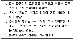 9급 국가직 공무원 식용작물 2024년 1회 14번 문제 그림