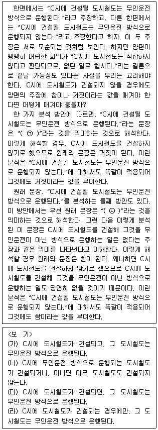PSAT 언어논리 2019년 1회 11번 문제 그림